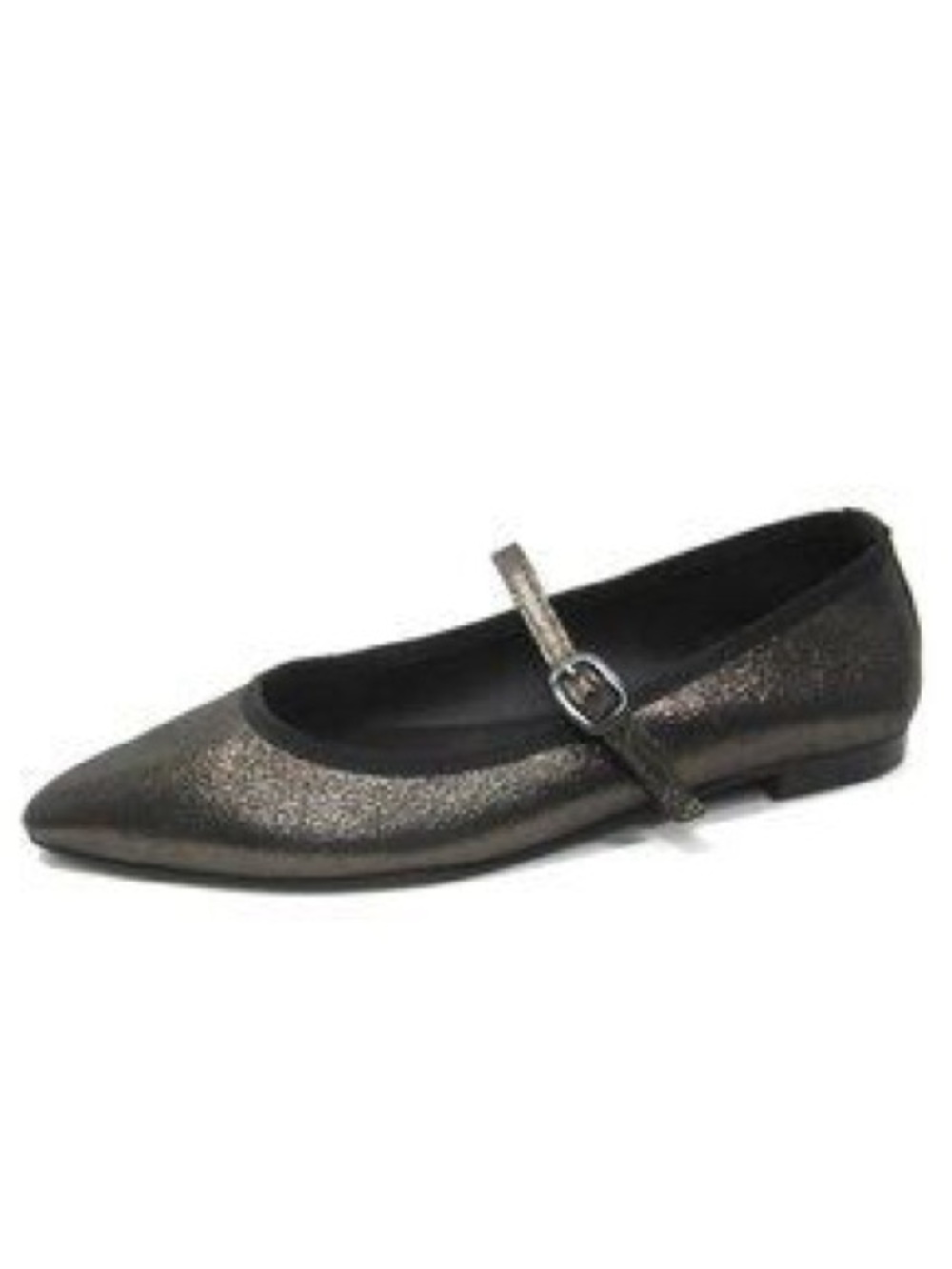 Anthropologie Maypol Rota Percival Maryjane Pointed Toe Flats Metallic Black
